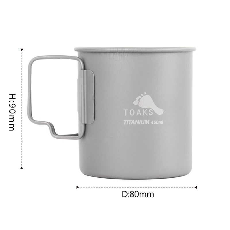 CUP-450 TOAKS 450 мл чашка для улицы, для кемпинга, титановый стакан Складная ручка титановая кофейная кружка - Цвет: CUP-450