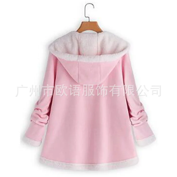 AliExpress осенне-зимние модели в Европе и Америке, Женская Повседневная мохеровая куртка с длинным рукавом и капюшоном