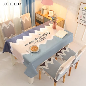 

Dining Table Cover Rectangular Carpet Waterproof Natural Pink Grey Blue Linen Tablecloth Living room Eating Desk Table Cloth