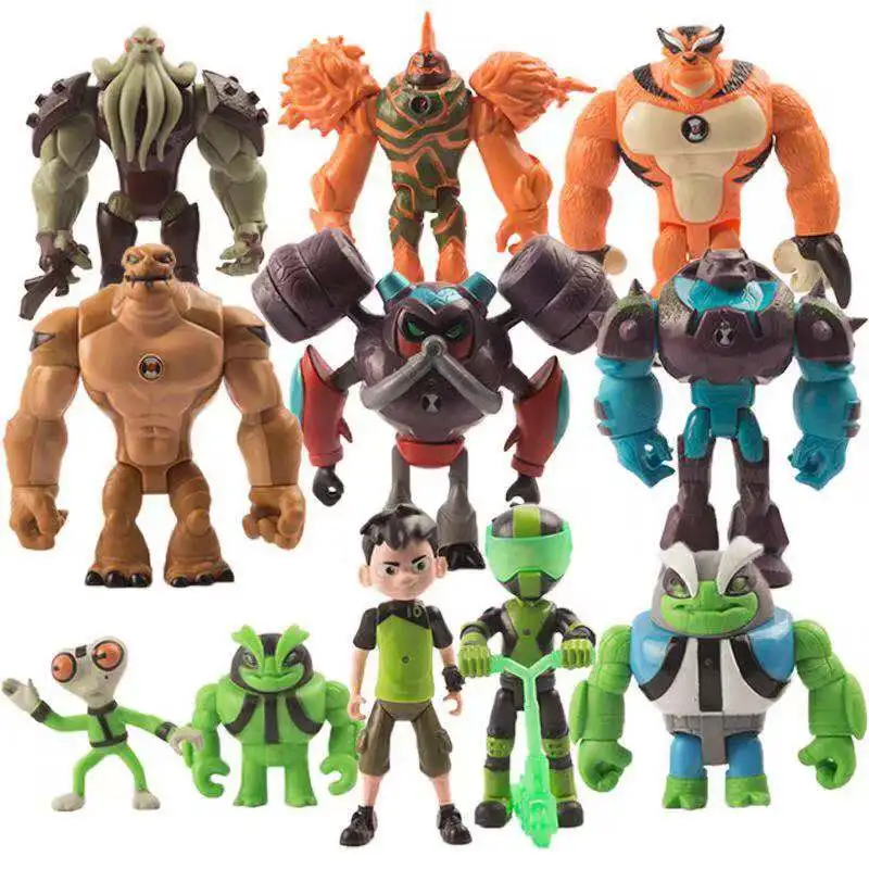 11 pièces/ensemble chaud! Figurines pour jouets Ben 10 Ben PVC héros modèle Tennyson quatre bras matière grise heat blast enfants jouets cadeaux de noël