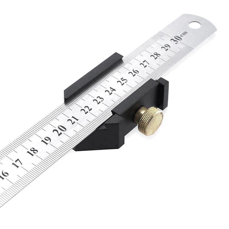 

Steel Ruler Positioning Block Linear Positioner DIY Measuring Tool Fixed Steel Ruler Woodworking Positioner Tool