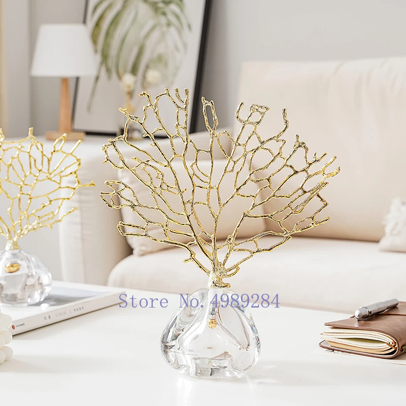 Creativity Crystal Metal Golden Coral Center piece 4 Creativity Crystal Metal Golden Coral Center piece 4
