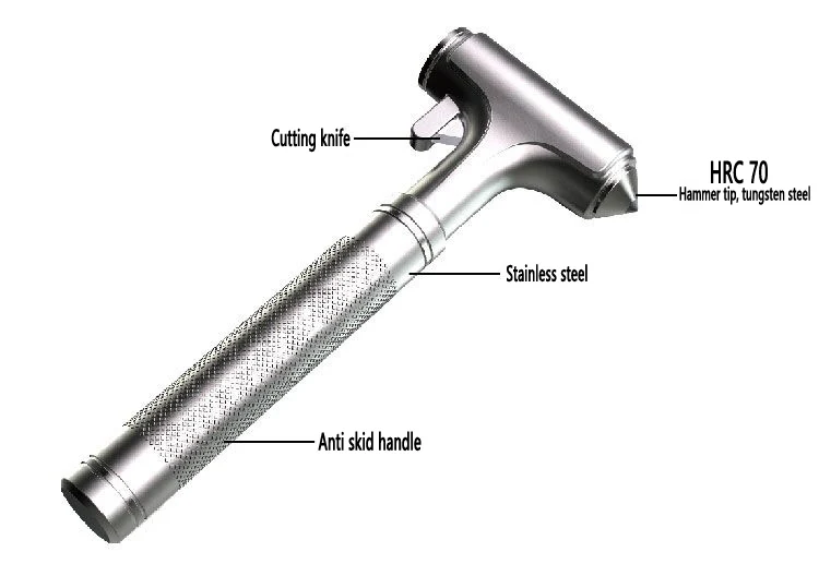 170 мм, молоток безопасности из нержавеющей стали, многофункциональные молотки для кемпинга, молоток для ногтей, полностью металлический, для транспортного средства, стеклянный выключатель, инструменты для безопасности автомобиля