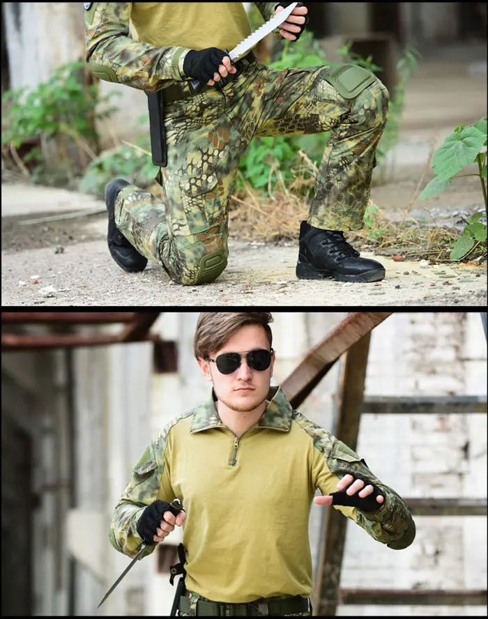 Тактическая БДУ, камуфляжная военная форма, костюм для мужчин, США, армейская одежда, страйкбол, военная боевая рубашка+ брюки-карго, наколенники