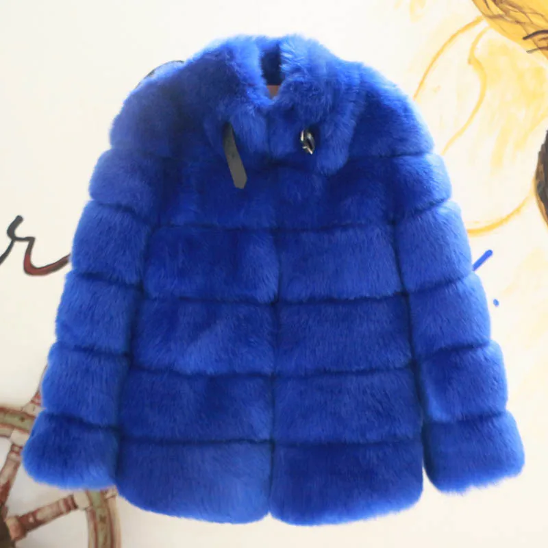 blue fox fur coat Эксклюзивная меховая Шуба с пряжкой женская зимняя роскошная дизайнерская куртка из искусственного лисьего меха утепленное длинное пальто пушистая верхняя одежда с печворк - Цвет: blue fox fur coat