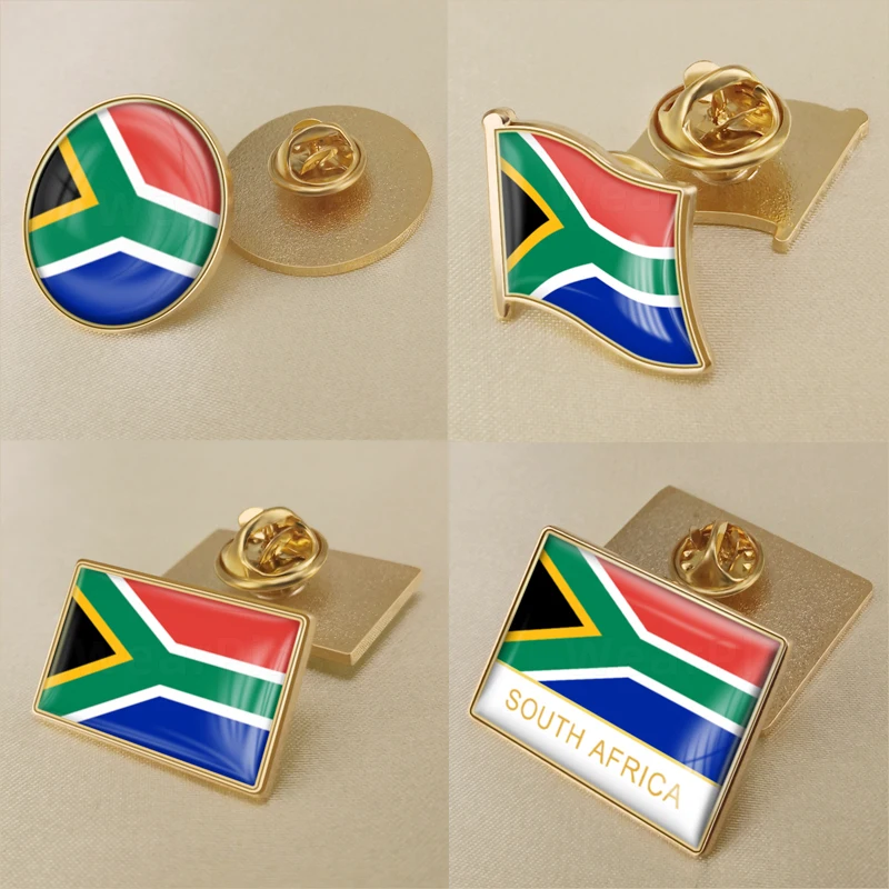 5PCS South Afric Vintage Waving Flag Lapel Pin Patriotic Badge W/ Butterfly Clip 