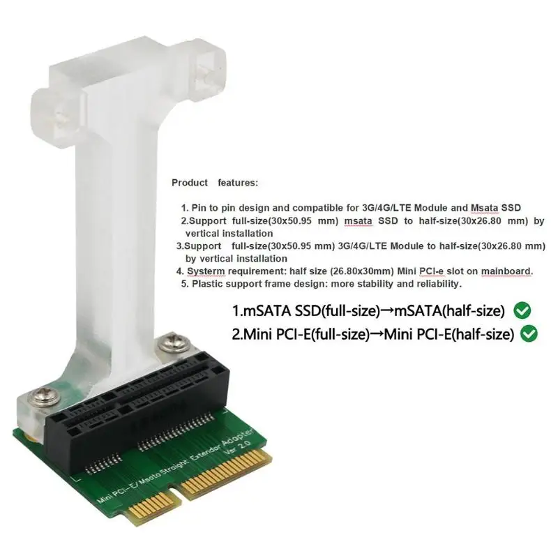 Mini PCI-E к Mini PCI Express Соединительный адаптер mSATA к SSD mSATA Riser Card для 3g 4G WWAN LTE gps модуль карточка mSATA