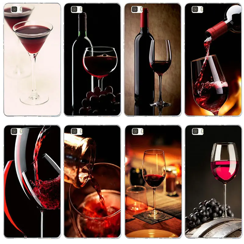Wine Glass Red Soft TPU Phone Case Cover for Huawei P8 P9 P10 P20 P30 Lite Mate 10 Pro Y3 Y5 Y6 II Y7 Honor 6X 7X 9 Plus |