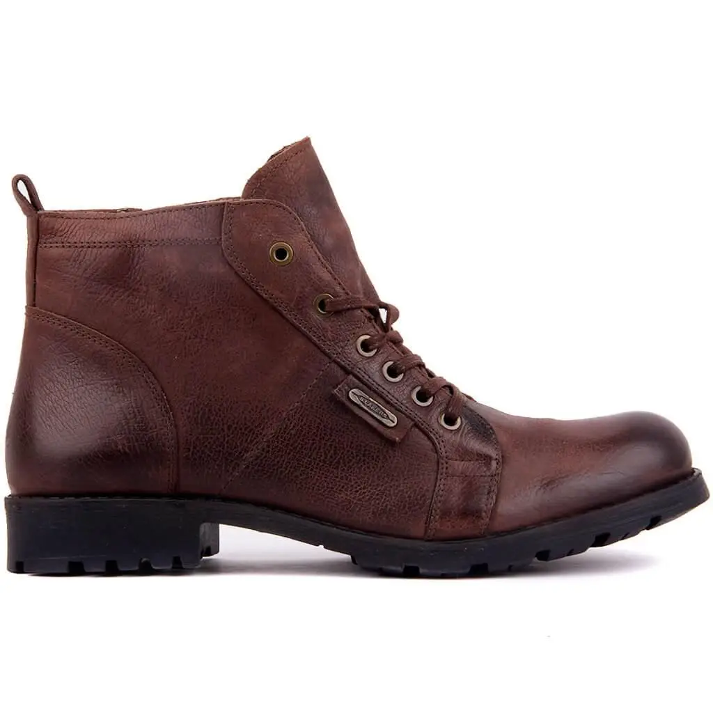 

Sail Lakers-Brown Leather Zipper Male Boots