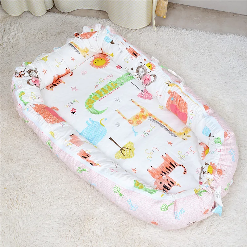 Portable Cotton Baby Bionic Bed Foldable Newborn Baby Crib Nest Bed Cradle Removable Infant Travel Bed 90x66cm