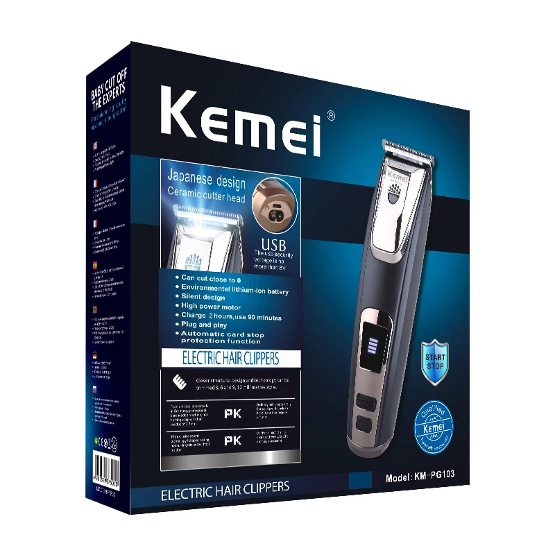KEMEI перезаряжаемая машинка для стрижки волос, триммер для бороды, инструменты для укладки волос, машинка для бритья, электробритва для мужчин, Парикмахерская KM-PG103