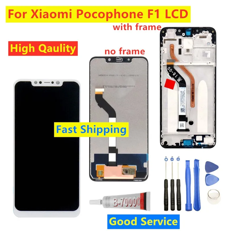 ЖК-дисплей с рамкой для 6,1" Xiaomi mi Pocophone F1 ЖК-дисплей кодирующий преобразователь сенсорного экрана в сборе для Xiao mi poco F1 ЖК-экран