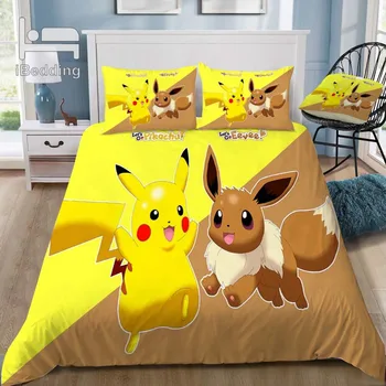 

Hot Sale Pokemon Cartoon Pattern 3D Bedding Set Printed Duvet Cover Set Twin Full Queen King Size Drop shipping