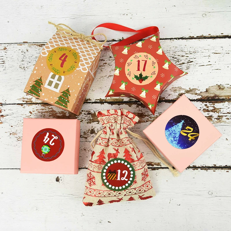 Merry Christmas Advent Calendar Number Paper Stickers 24Pcs 4.5cm DIY Scrapbooking Round Christmas Gift Sticker Label Xmas Decor,christmas advent calendar,christmas paper stickers