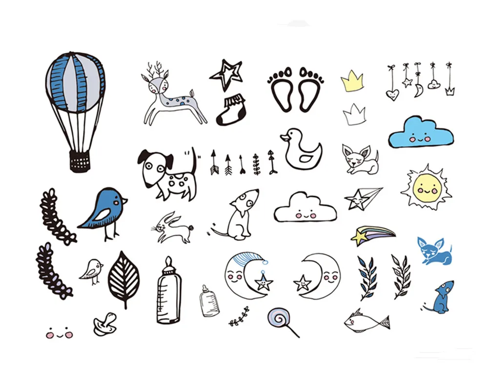 С собаками из мультфильма для Временные татуировки наклейки Водонепроницаемый