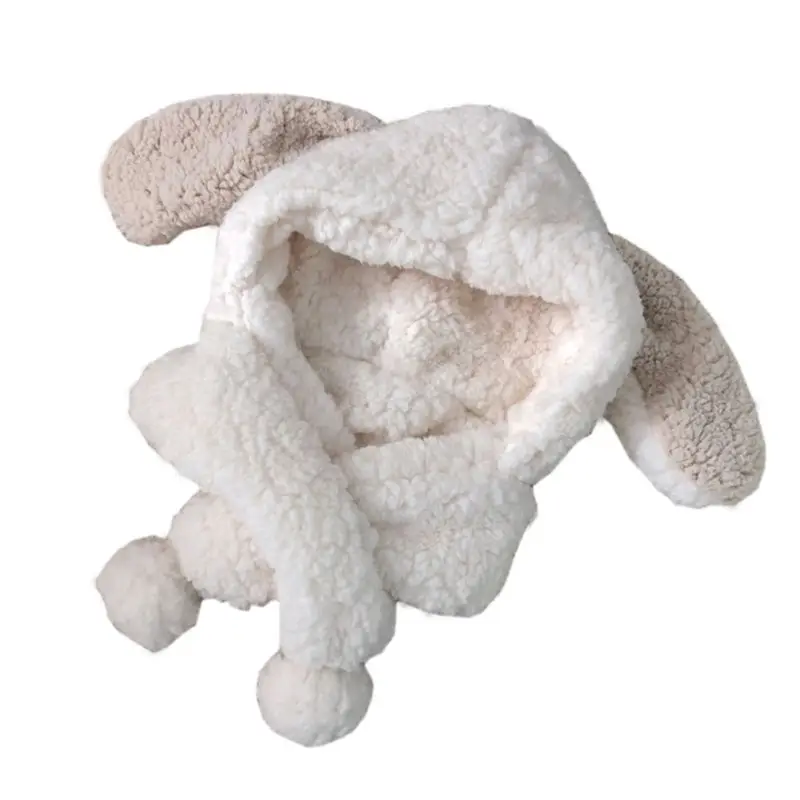 В году, Детский Зимний милый кролик длинное ухо мягкий флис ягненка плюшевая теплая шапка шарф шапка набор цельный