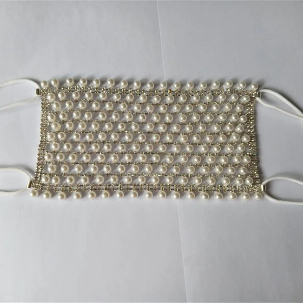 2020 блестящая Жемчужная Маска стразы украшения для лица женщин Блестящий