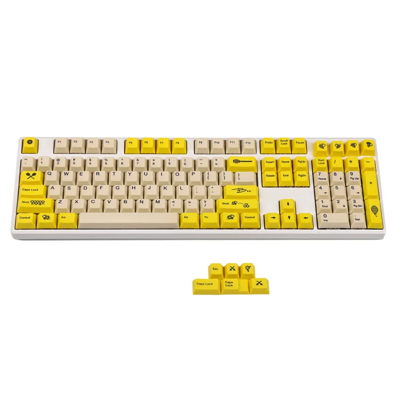 114 Standard Set Пчела Вишневый профиль PBT 108 158 сублимируемый краситель набор клавишных колпачков подходит для MX Переключатель механический - Цвет: 114 Standard Set
