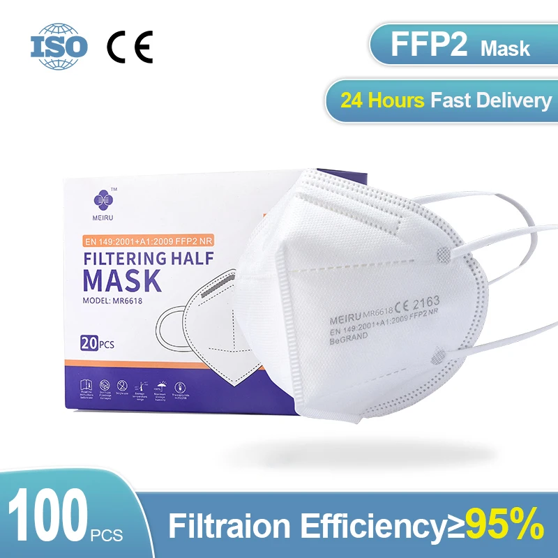 Mascarilla protectora ASB FFP2 para adultos, máscaras para el rostro boca con filtro de 5 capas, tela respiratoria, Europa