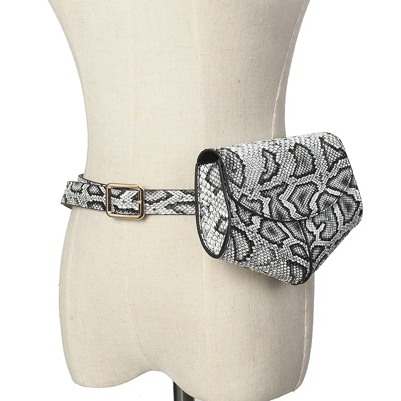 8PCS / LOT Serpentine Women Leather Belt Waist Bag Creative Personality Coin Purse Waist Pack Korean Fanny Pack