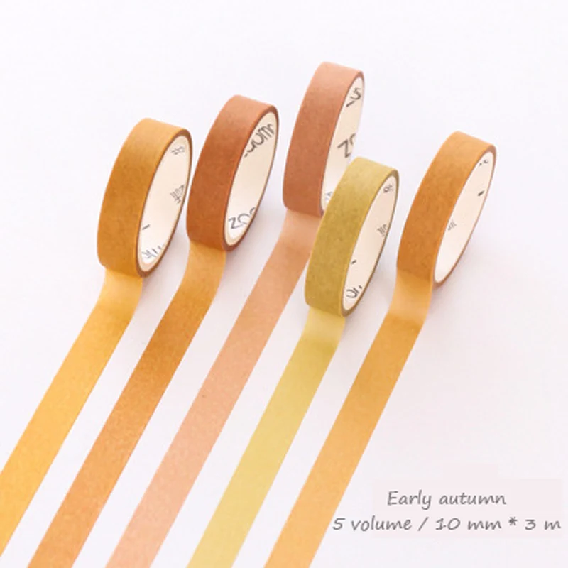 Early autumn 5 шт. красочная лента washi однотонные Цвет бумажная лента для художественный журнал, для свадьбы, дня рождения, праздника, лента для декорации Washi Рождество 10 мм ширина - Цвет: Early autumn