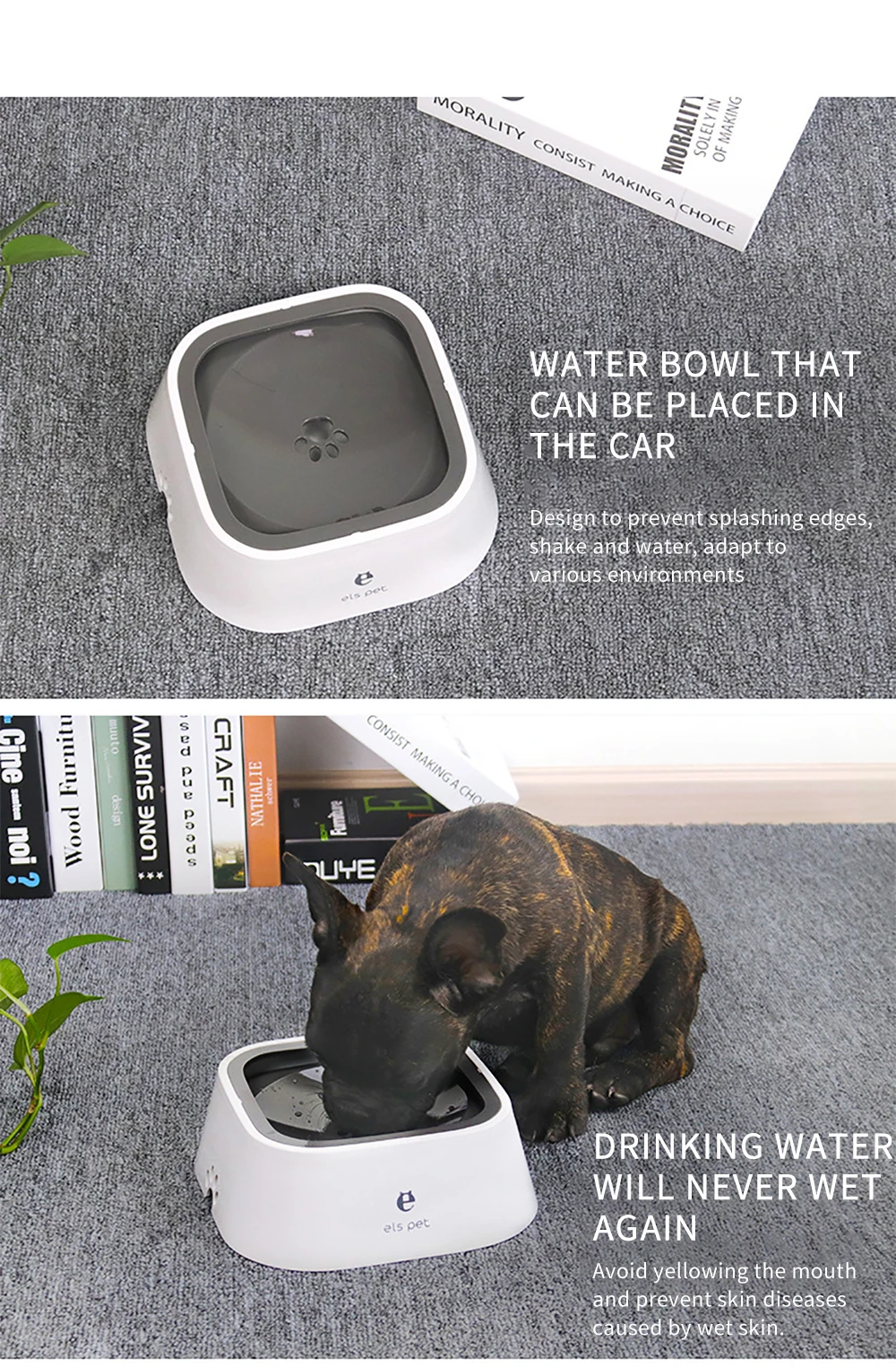 Dog Water Bowl Portable Car Floating Bowl No Dripping Splash-Proof Water No Wet Mouth Pet Bowl Healthy Non-Toxic Pet Bowl
