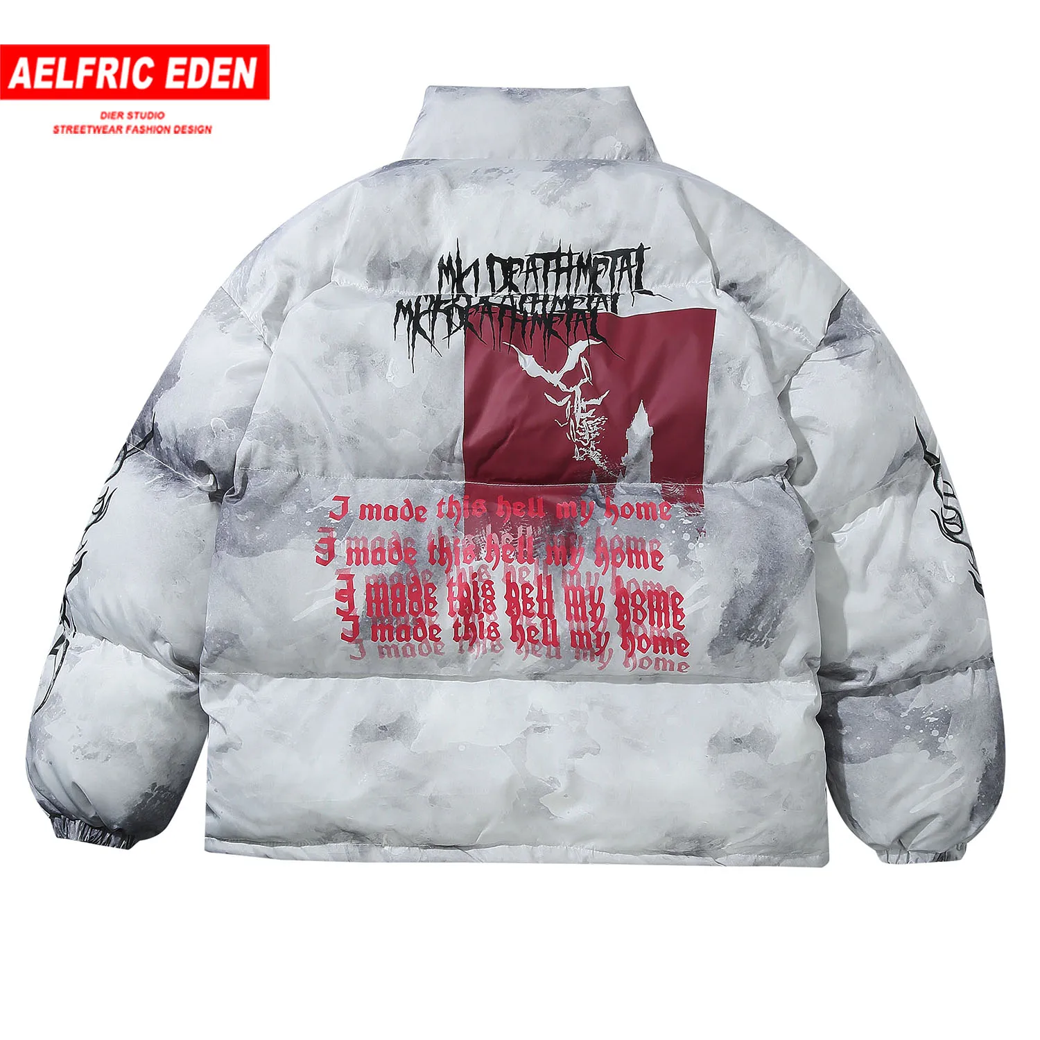 Aelfric Eden, тёмные буквы, граффити, Мужская парка с капюшоном, зима, хип-хоп стиль, повседневные толстые стеганые куртки, Харадзюку, панк-рок, уличная одежда