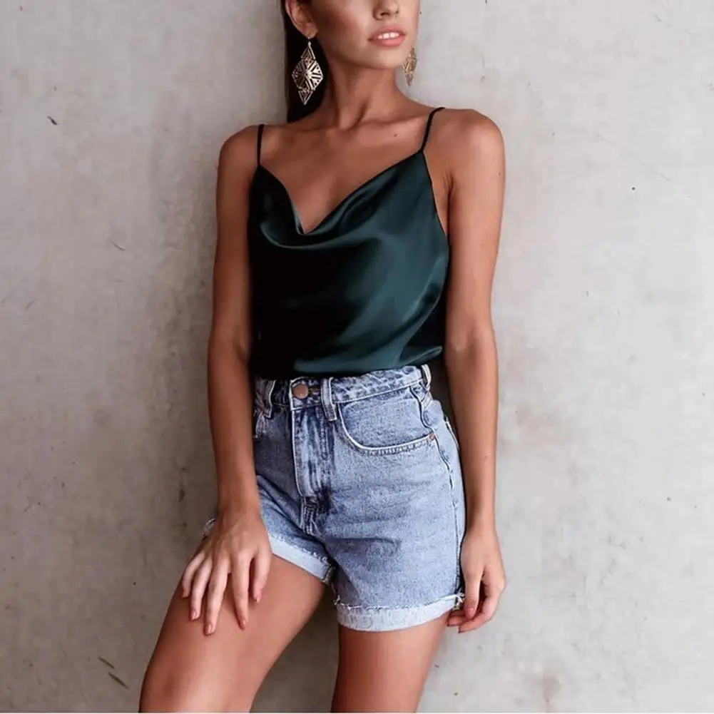 Сексуальные однотонные женские летние топы на бретельках Элегантные женские без рукавов с v-образным вырезом сексуальные милые Camis Femme регулируемые бретели