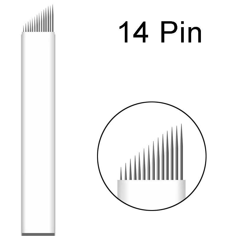 100 шт. Иглы для татуировки Agulhas Tebori 12 нержавеющие стальные микролопатки 12 Flex изогнутые лезвия для постоянного макияжа ручная ручка для бровей 0,25 мм - Габаритные размеры: 14pin