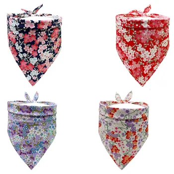 

4 Pack Dog Bandanas Triple-cornered Bibs Scarf Accessories Japanese Style