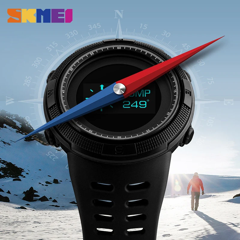Skmei 1360 Большой Циферблат цифровой компас часы Для мужчин роскошный брендовый Шагомер Калорий спортивные мужские наручные часы Relogio Masculino