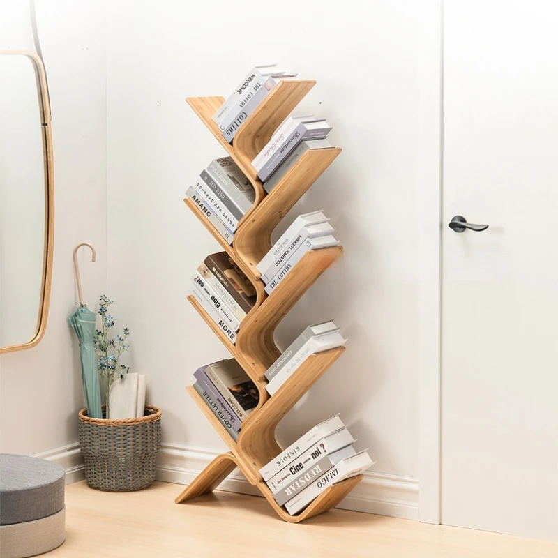 Gy Bibliotheque Creative En Forme D Arbre Et Etagere De Rangement En Bois Massif Minimaliste Pour Etudiant Sol De Rangement Multicouche Bibliotheque Etroite Aliexpress