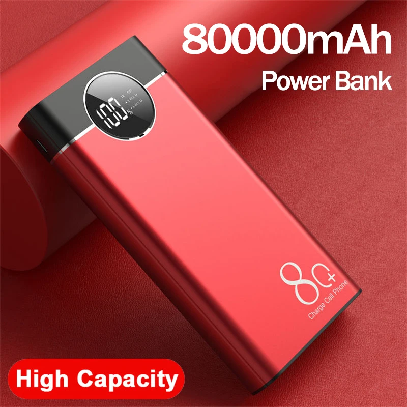 portable wireless charger 10W Qi 80000mAh Solar Power Bank Fast Charger 18W Fast Charging Powerbank USB Type-C Poverbank For iPhone 11 pro Samsung PD portable usb charger