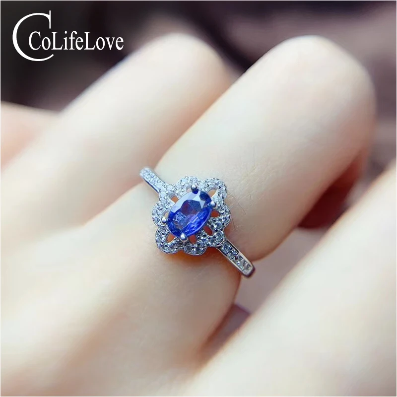 Ювелирные изделия colife 925 Серебряное кольцо с сапфиром для свадьбы натуральный светильник голубое серебряное кольцо с сапфиром ювелирное изделие подарок для женщины