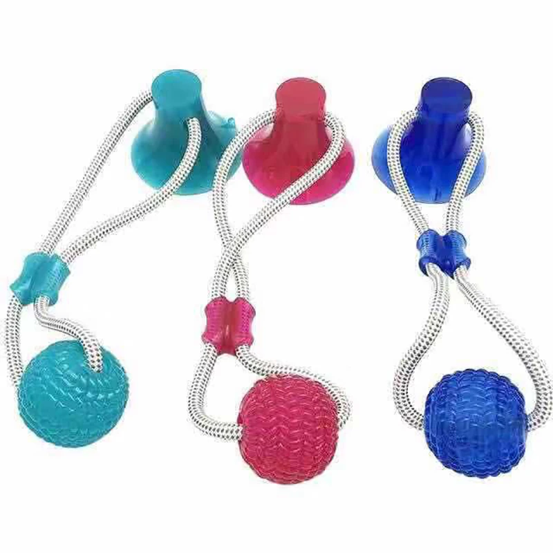 Bite Dog Pet Toys Multifunction Pet Molar Rubber Chew Ball Cleaning Teeth Safe Elasticity Soft Puppy Suction Cup Dog Biting Toy