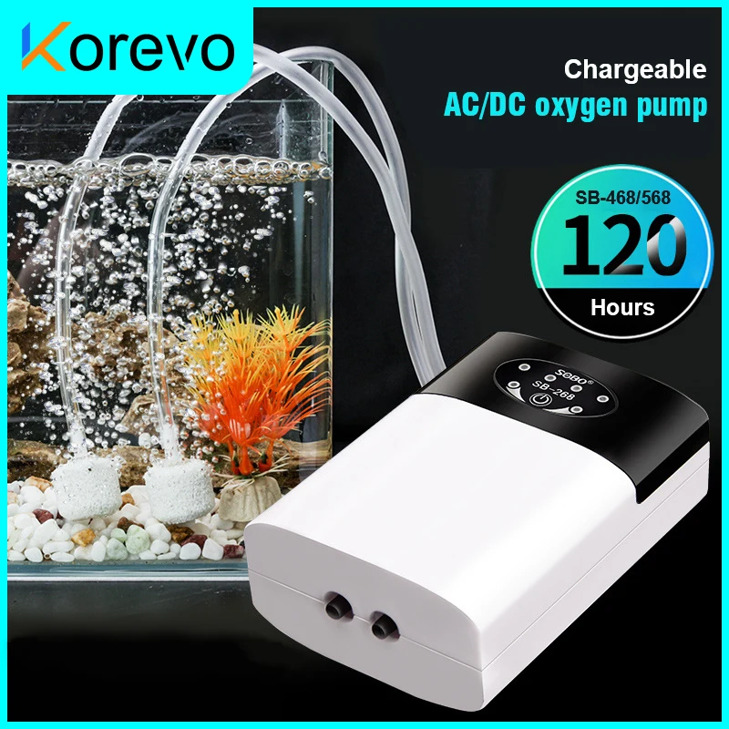 Bomba de aire del acuario bomba de tanque de peces de AC/DC 8800mAH ruido ultrabajo Mini compresor de la bomba de oxígeno de la bomba de carga USB fuera a pesca de Camping