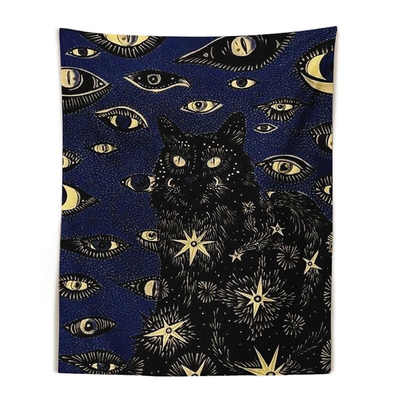 Tapestry Decorations Cat Coven Tapestry Printed Witchcraft