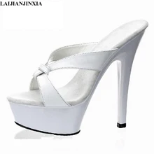 LAIJIANJINXIA шлепанцы на высоком каблуке 15 см обувь для ночного клуба пикантная обувь для танцев на шесте женская обувь на платформе танцевальная обувь H117