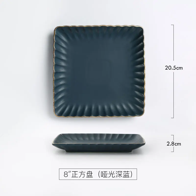 European Style Plates Ceramic Dinner Set Gold Inlay Porcelain Dessert Plate Steak Salad Snack Cake Plates Tableware Bowl - Цвет: see chart