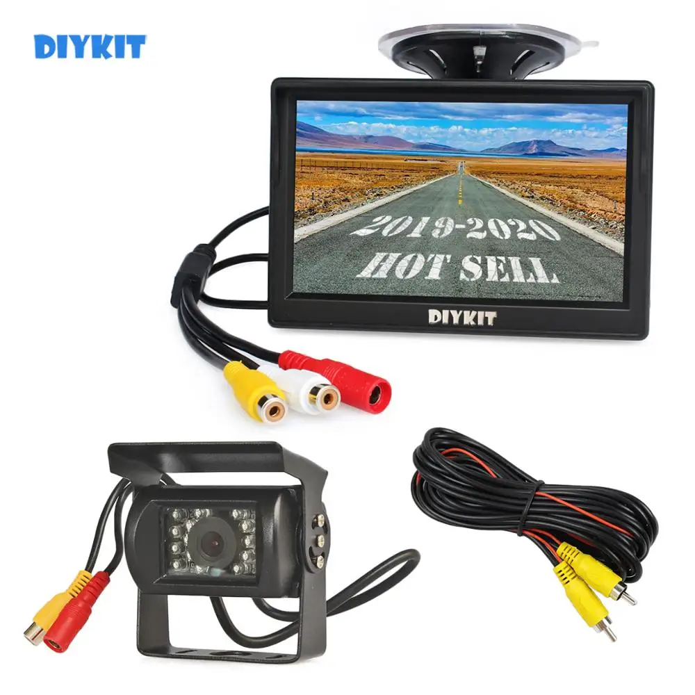 DIYKIT 5 дюймов ЖК-дисплей Дисплей зеркало заднего вида автомобиля для контроля уровня сахара в крови с Водонепроницаемый Цвет ПЗС, заднего хода автомобиля, грузовика, автобуса Камера