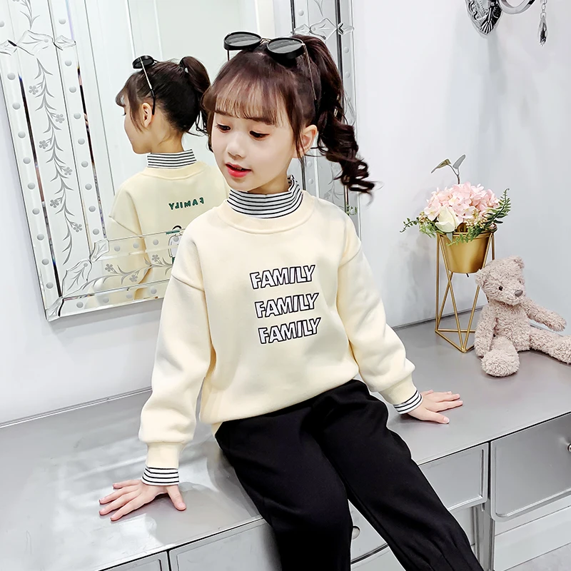 Girls Hoodies Autumn Winter Baby Girl Clothes Kids Hoodie for Girls Sweatshirt Children Clothing Family Plus Velvet 4-15T