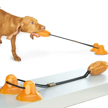 

Home Pressure Release Bite Resistant Safe Funny Teeth Cleaning TPR Dog Chew Toy Molar Non Toxic Double Suction Cup Pet Supplies