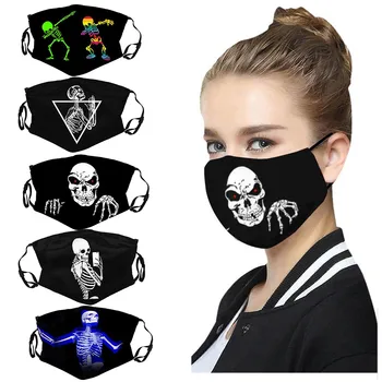 

5PCS Adult Halloween Masks Pollution Face Masks Reusable 5PCS Masks Mouth Cover Washable Reusable Mouth Mask Care