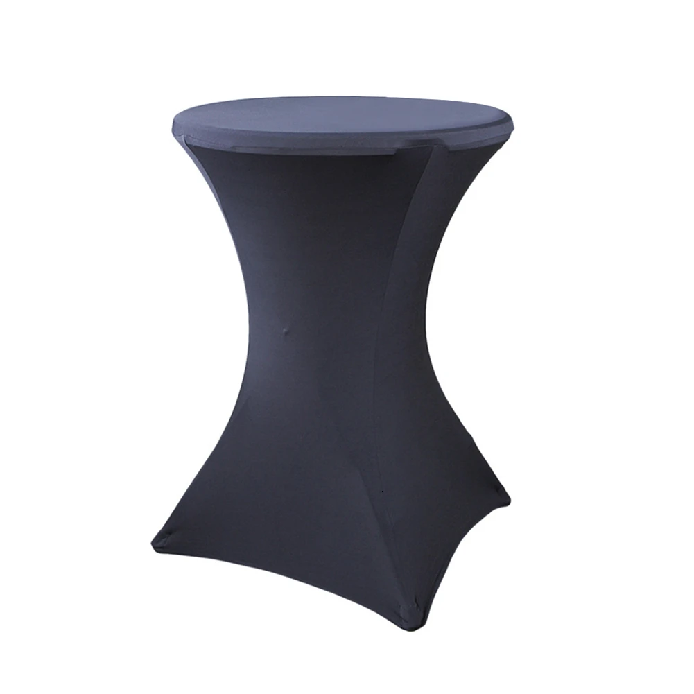 D Anti-dirty Stretch Round Tablecloth Elastic Cocktail Table Cover Polyester Table Cloth Bar Hotel Wedding Party Table Cover Decor - Color: D