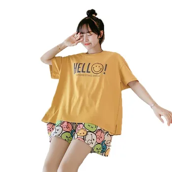 

Summer pajamas women's thin short sleeve cotton loose, sweet and lovely two piece household suit