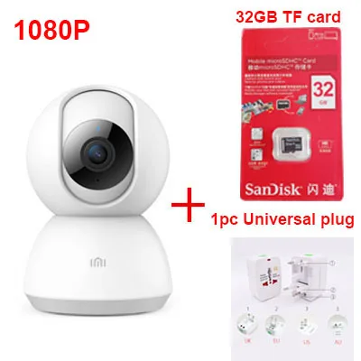 Universal Plug 32G Xiaomi Chuangmi Mijia 1080P умная камера IP Cam Веб-камера видеокамера 360 Угол видео CCTV wifi Беспроводная камера ночного видения для ребенка - Цветной: Universal Plug 32G