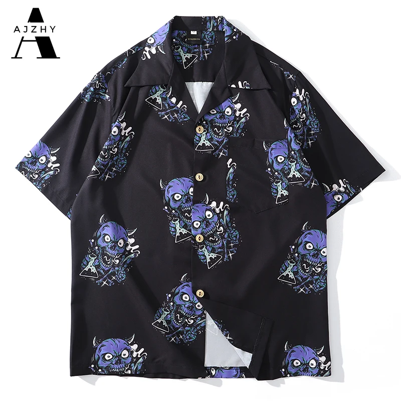 Devil Head Full Print Hawaiian Shirt Men Hip Hop Streetwear Harajuku Beach Shirt Black Thin Summer Shirts Short Sleeve Tops 2020 Devil Head Full Print Hawaiian Shirt Men Hip Hop Streetwear Harajuku Beach Shirt Black Thin Summer Shirts Short Sleeve Tops 2020