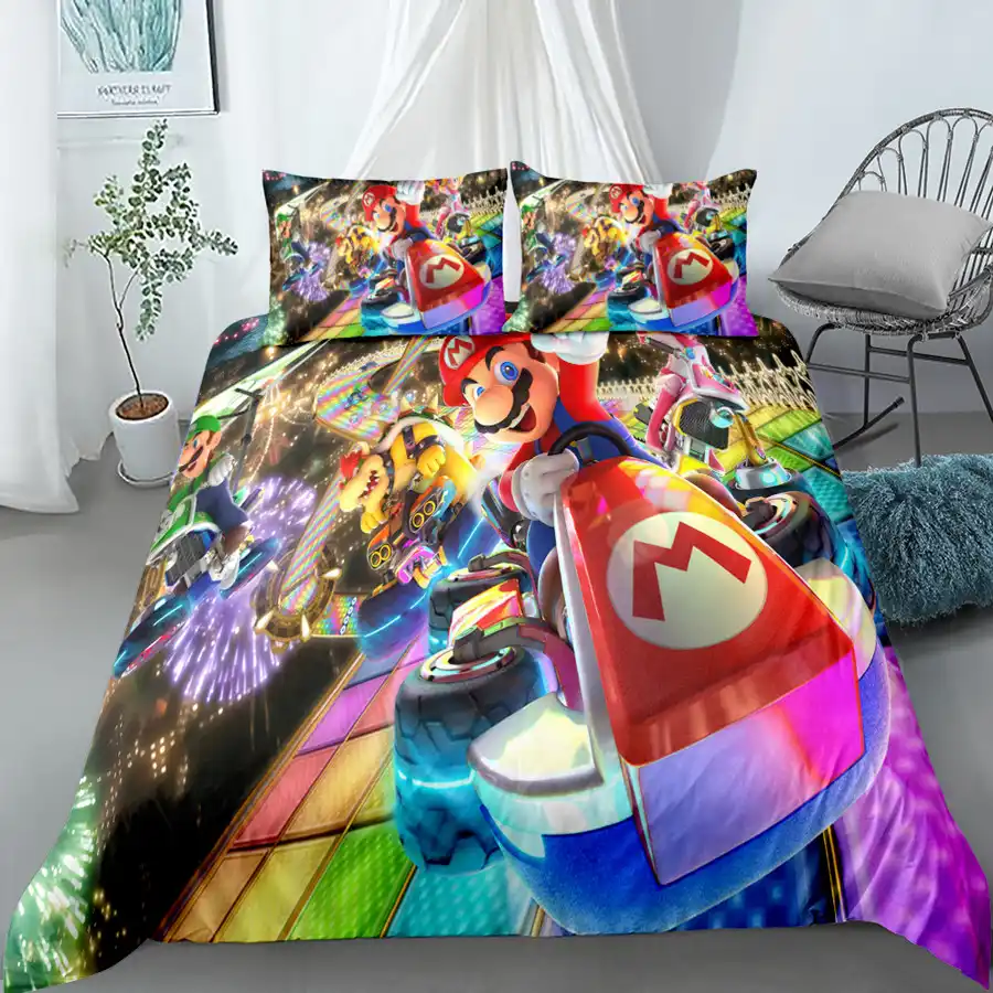 Cartoon Queen King Size Bedding Set Fashion Mario 3d Printed Duvet Cover Comforter Cover Set Comfortable Bed Linens Bedclothes Bedding Sets Aliexpress - cartoon game 2game roblox 3d print bedding set duvet cover pillowcase cover eu single double bedding kids room textiles boys childrens beds bedding