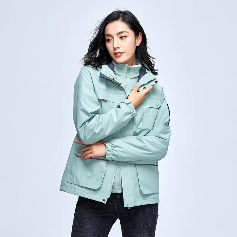 

Women coat Tooling outdoor stormsuit women's three in one detachable two-piece thickened waterproof mountaineering suit