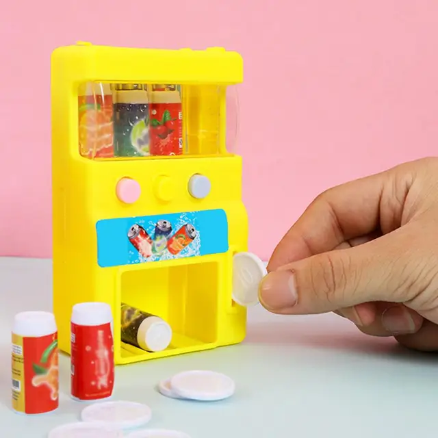 Kids Simulation Self-service Vending Machine with Mini Coins Drinks Pretend Play Education Toys Children Cute Funny Gift 4